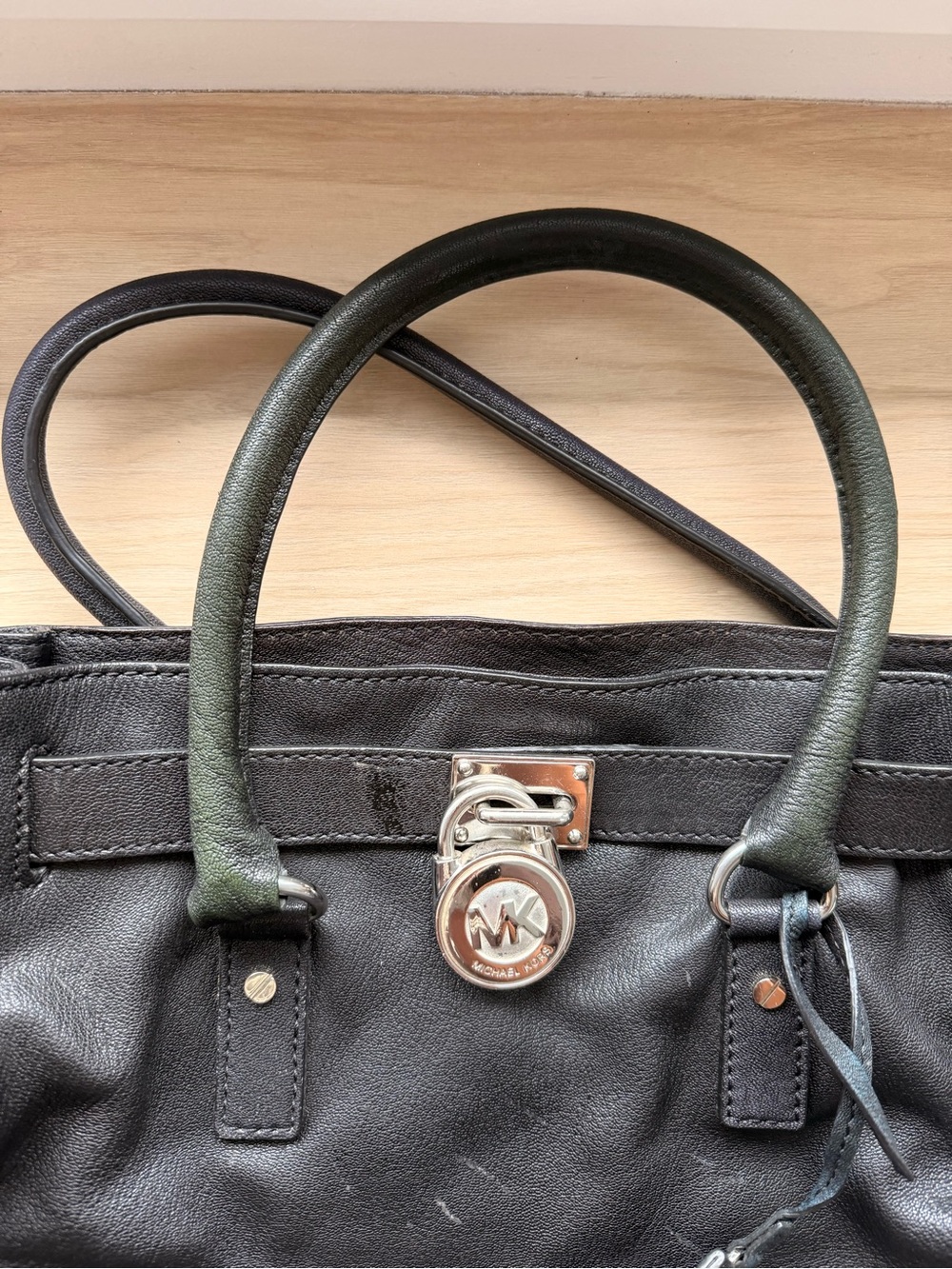 Michael Kors Black Satchel with Silver-Tone Lock